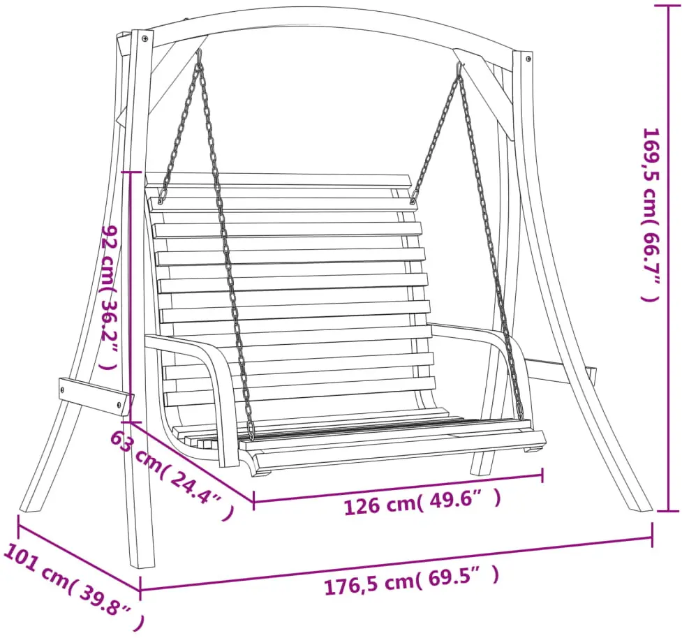 Скамья-качели VidaXL 3200616 (Natural) - 7