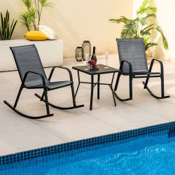 Set fotolii balansoare de gradina Costway NP11080BK-2 (Black)