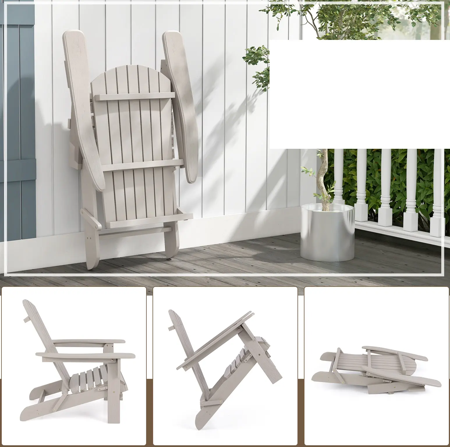 Set fotolii pliabile Costway NP11799HS-2 (Gray) - 3