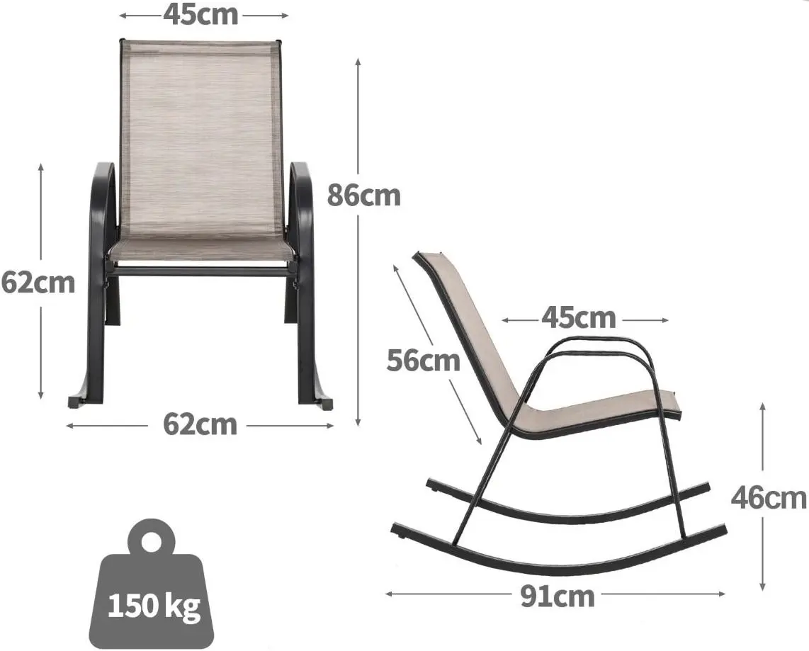 Set fotoliu-balansoar Costway NP11080CF-2 (Brown/Black) - 3