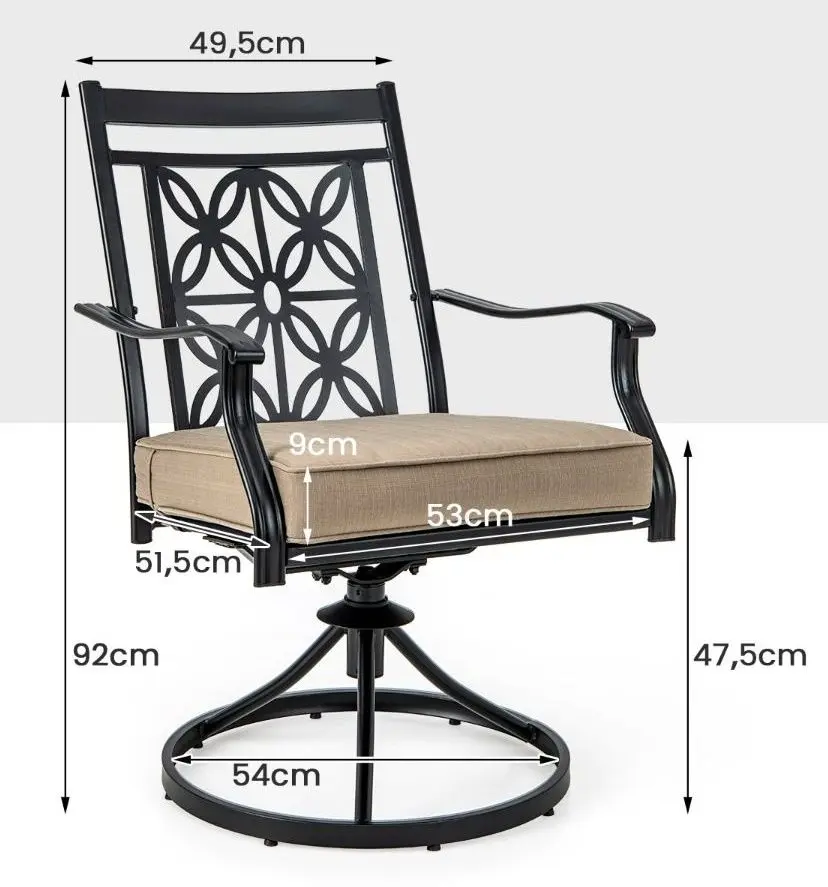 Set fotolii de gradina Costway NP11335CF-2 (Black/Brown)