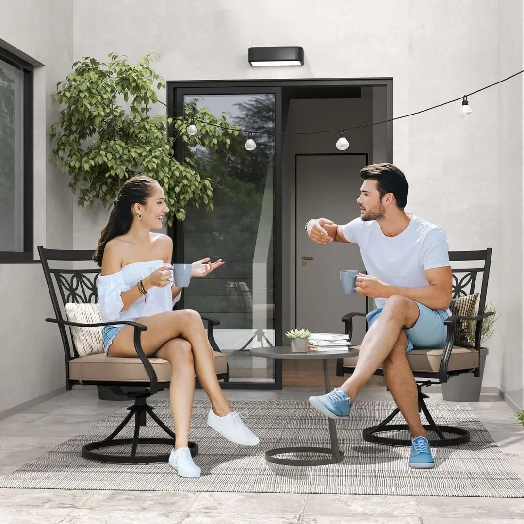 Set fotolii de gradina Costway NP11335CF-2 (Black/Brown)