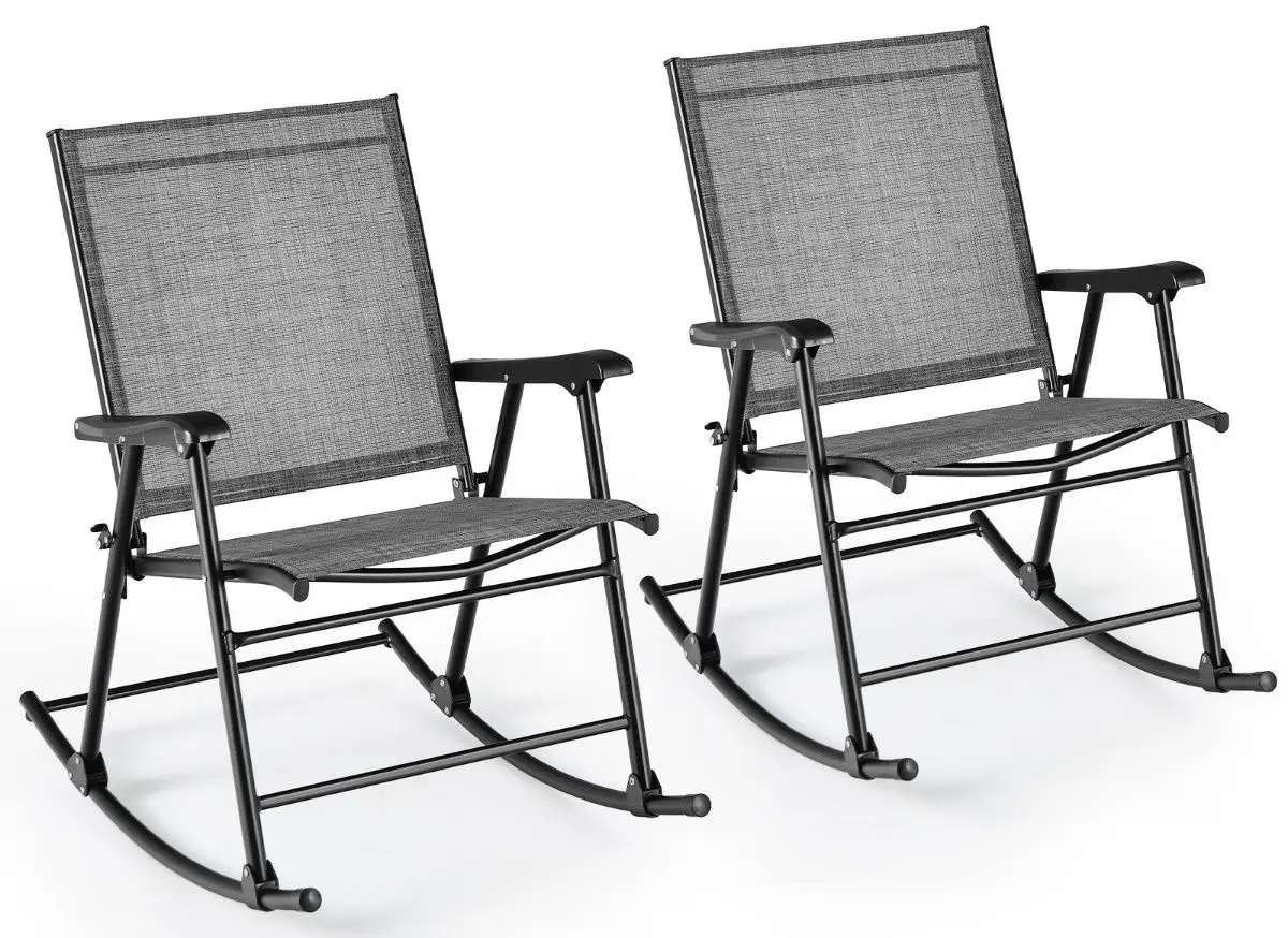 Set fotolii balansoare de gradina Costway NP11218CF-2 (Grey)