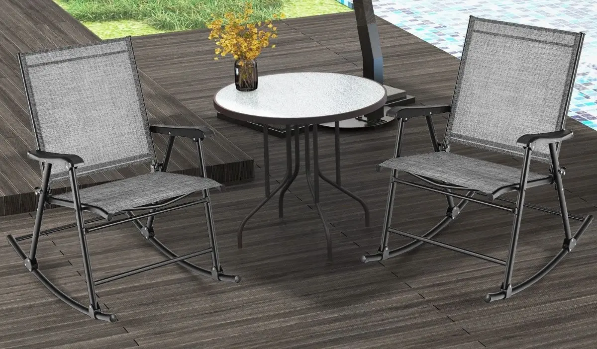 Set fotolii balansoare de gradina Costway NP11218CF-2 (Grey)