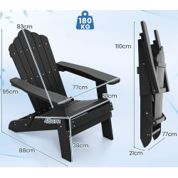 Fotoliu de gradina Costway Adirondack NP12112BK (Black) Thumb