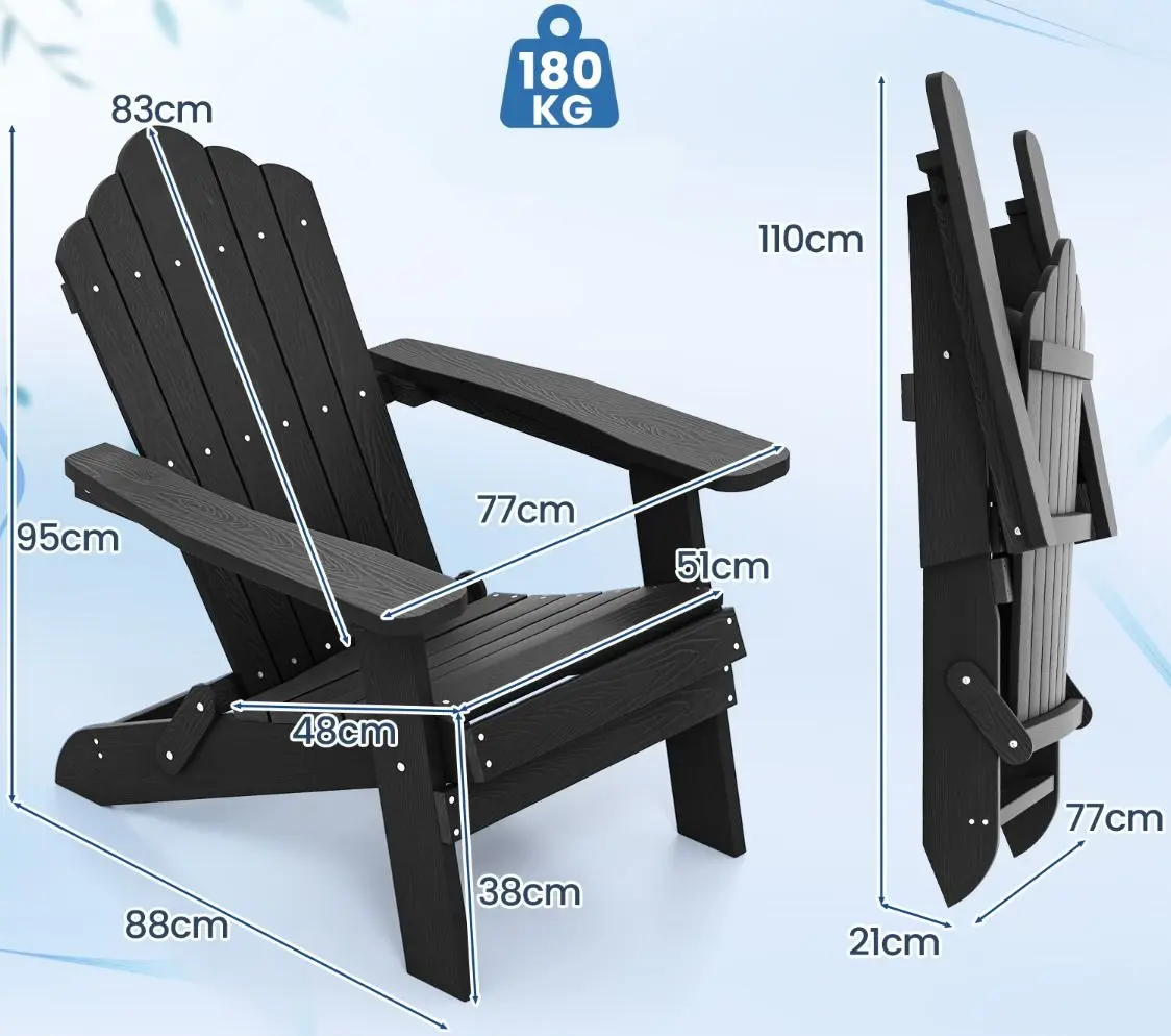 Fotoliu de gradina Costway Adirondack NP12112BK (Black) - 3