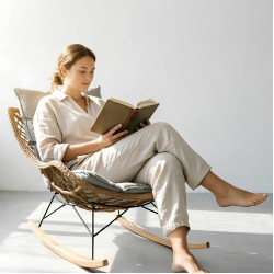 Кресло-качалка DeHome Luna 20 L20 (Grey/Natural) Thumb