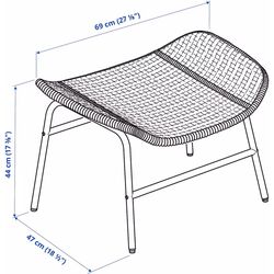 Fotoliu Ikea Fryksas/Risane cu puf/ratan (Natural/Alb) Thumb