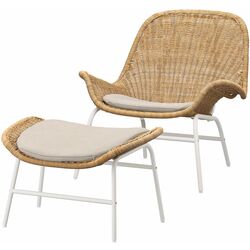 Fotoliu Ikea Fryksas/Risane cu puf/ratan (Natural/Alb) Thumb
