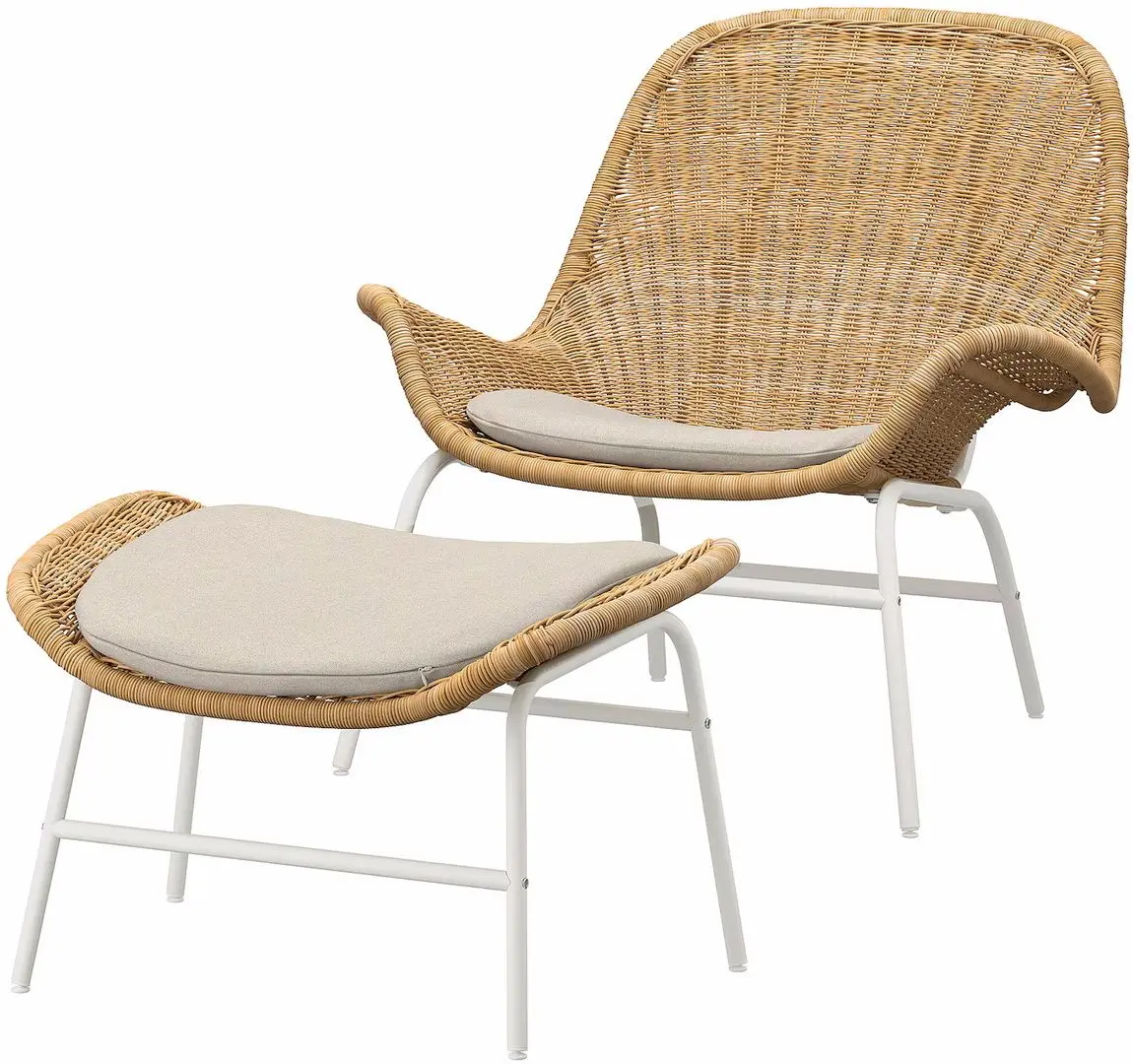 Fotoliu Ikea Fryksas/Risane cu puf/ratan (Natural/Alb)