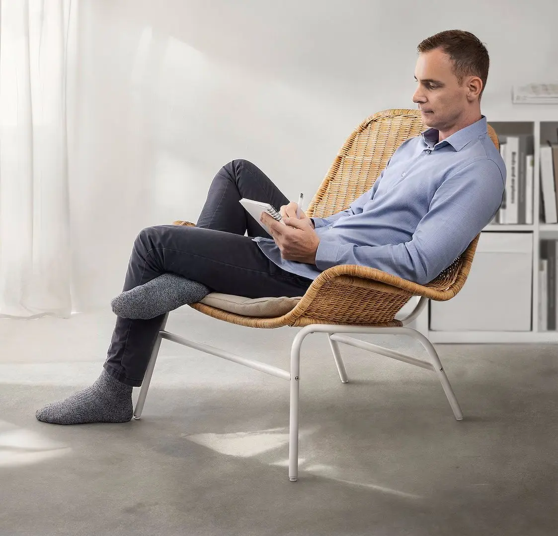 Fotoliu Ikea Fryksas ratan (Natural/Alb)