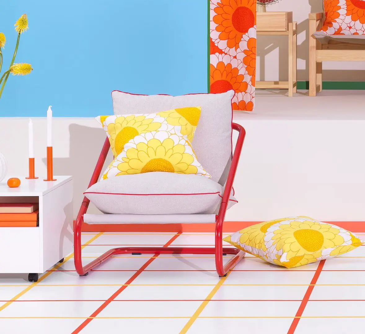 Кресло Ikea Onnestad/Katorp (Бежевый/Красный)