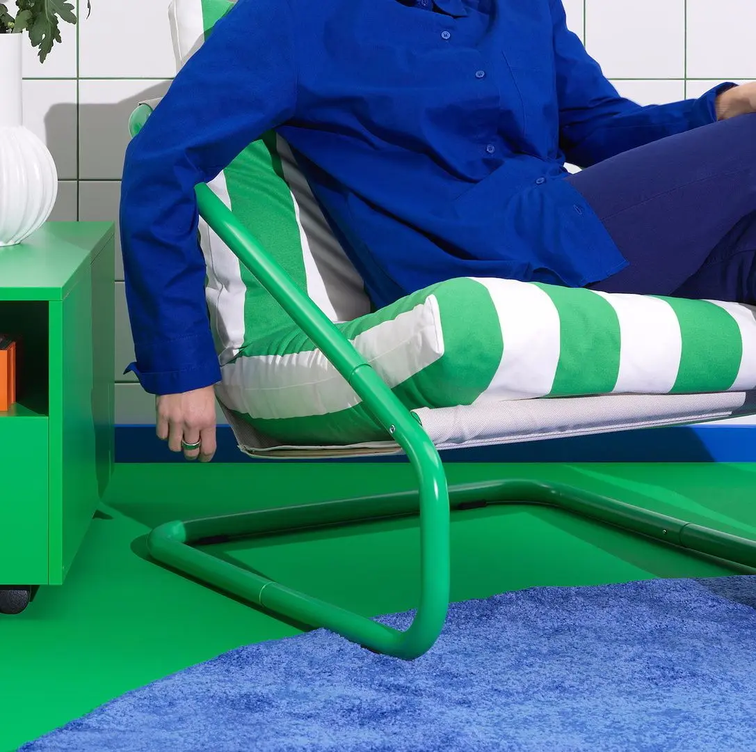 Fotoliu Ikea Onnestad/Radbyn (Alb/Verde)