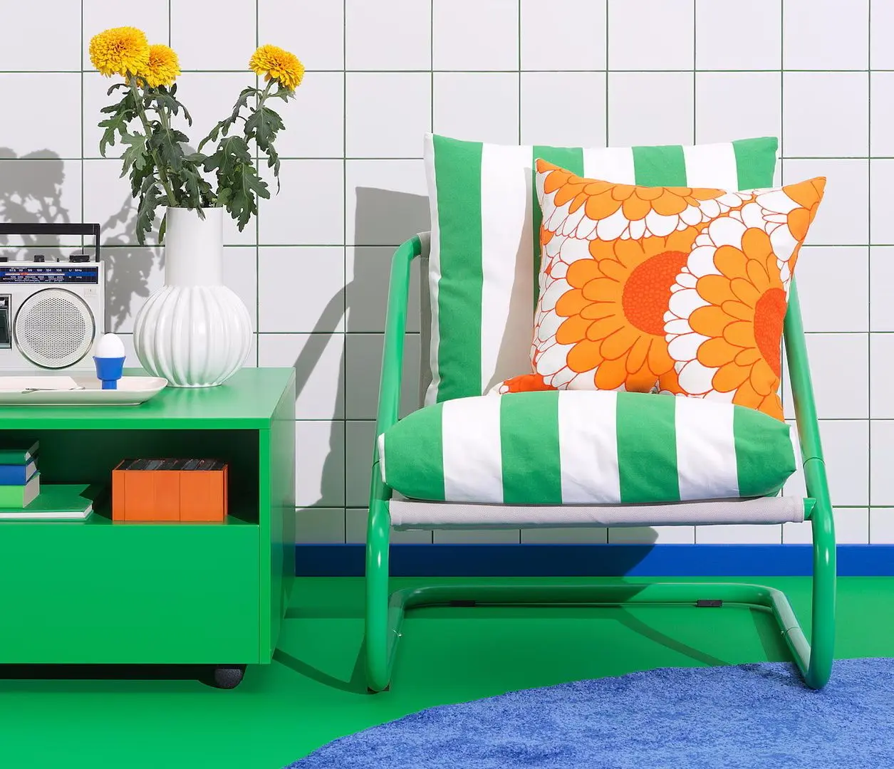 Fotoliu Ikea Onnestad/Radbyn (Alb/Verde)