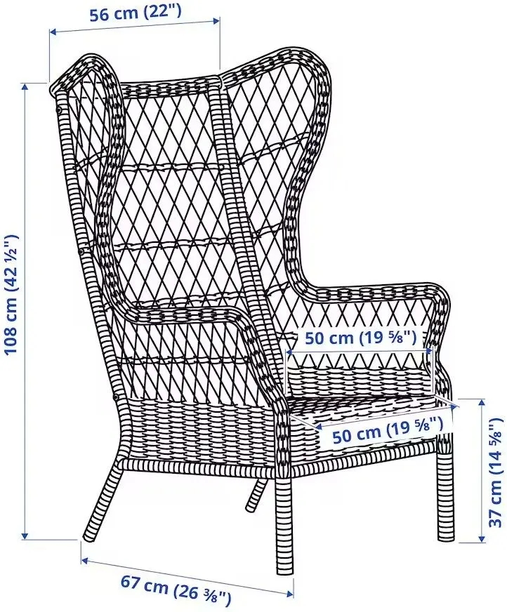 Fotoliu Ikea Risholmen/Jarpon/Duvholmen cu brate (Antracit)