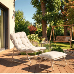 Fotoliu cu suport pentru picioare Mebel Elite Kalista (Beige)