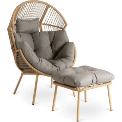 Fotoliu cu suport pentru picioare Mebel Elite Portland (Natural/Grey) Thumb