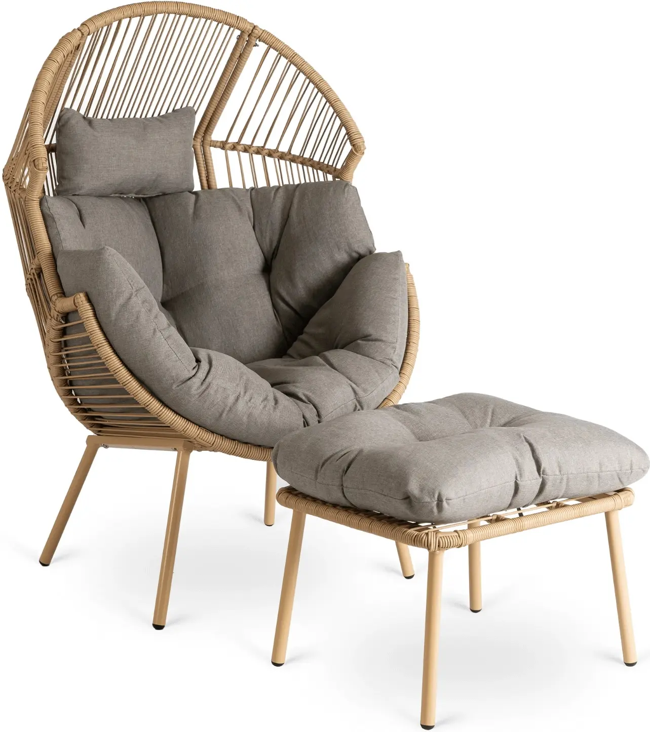 Fotoliu cu suport pentru picioare Mebel Elite Portland (Natural/Grey) - 2