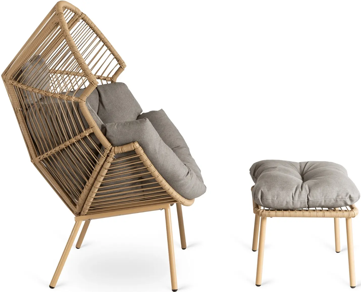 Fotoliu cu suport pentru picioare Mebel Elite Portland (Natural/Grey) - 3