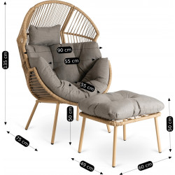 Fotoliu cu suport pentru picioare Mebel Elite Portland (Natural/Grey) Thumb