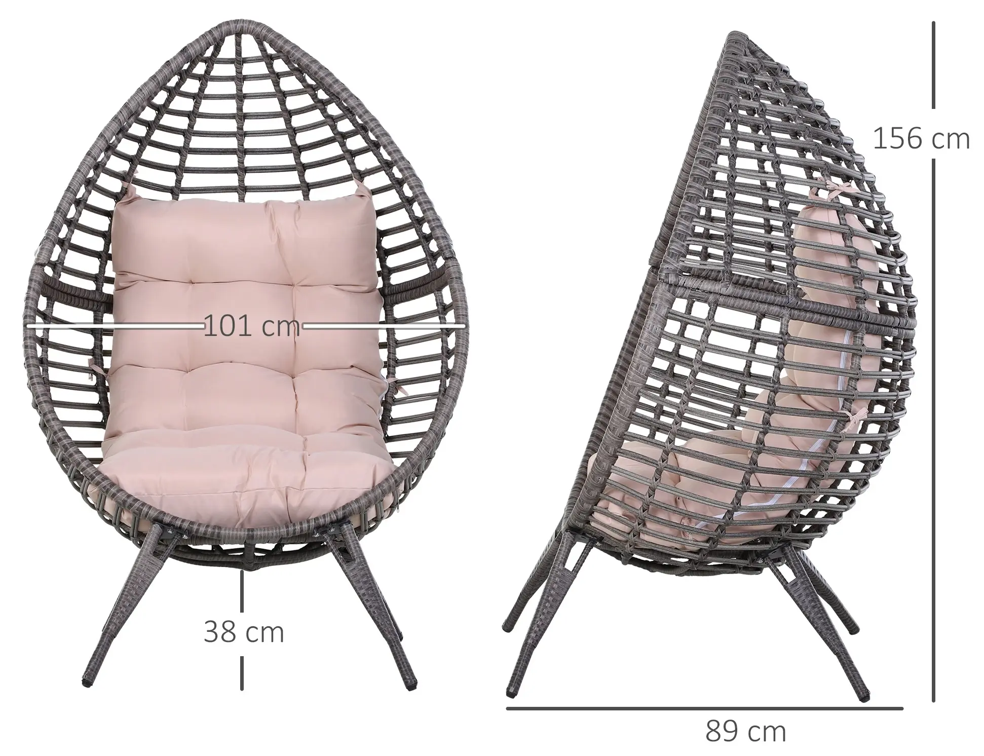 Fotoliu de gradina Outsunny 867-047GY (Grey) - 6