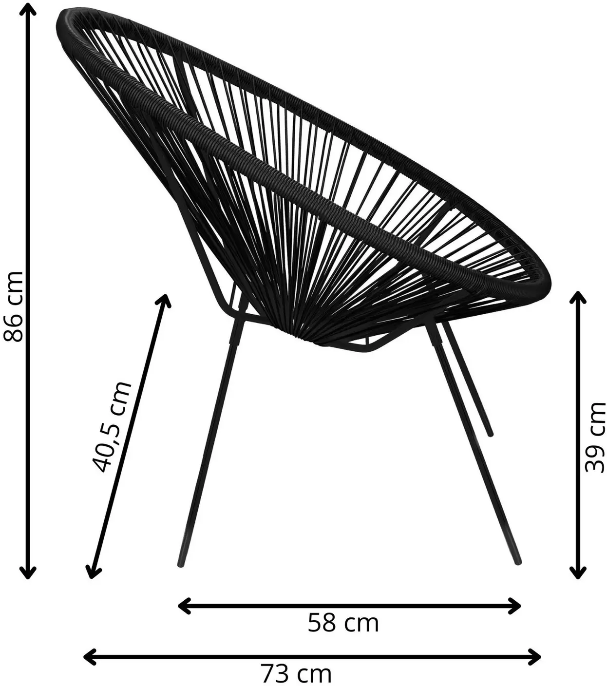 Fotoliu de gradina Springos Loa GF0085 (Black) - 9