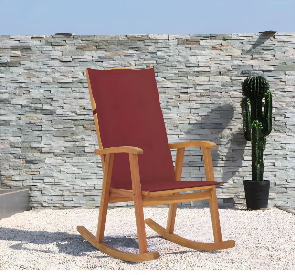 Fotoliu balansoar VidaXL 3064188 (Acacia/Burgundy)