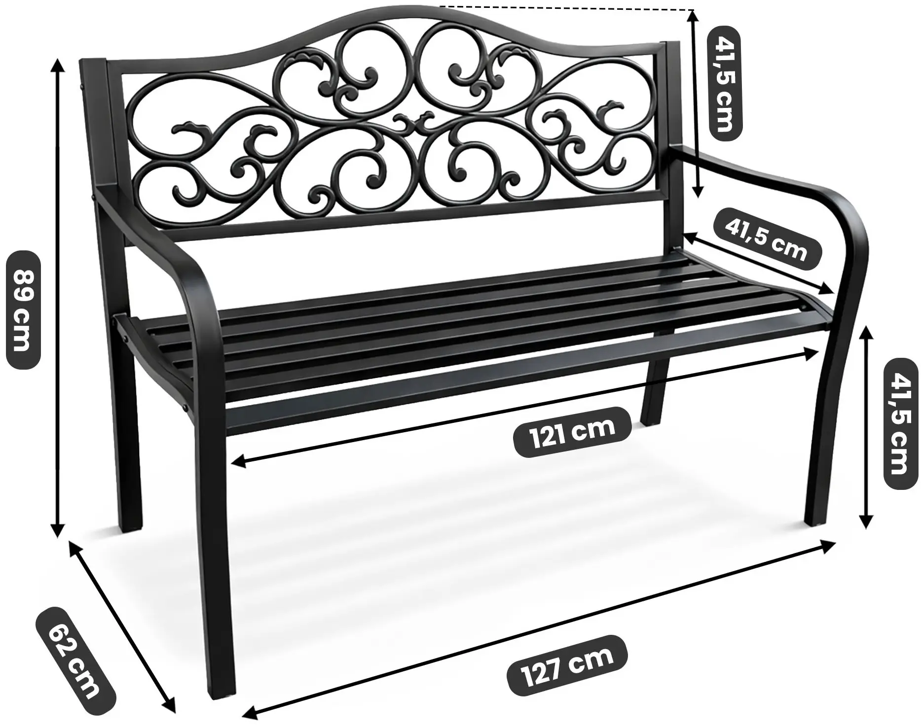 Садовая скамейка Akord Irga (Black) - 4