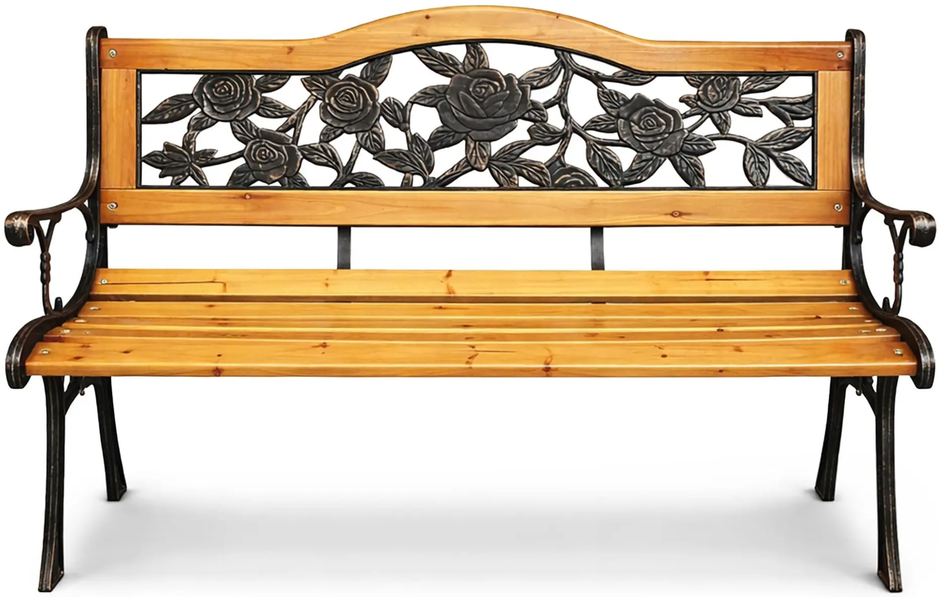 Садовая скамейка Akord Rosa (Black/Natural Wood) - 3