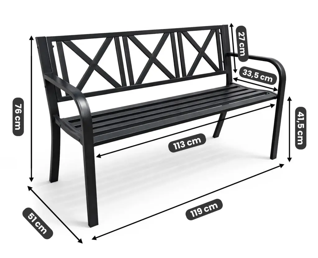 Скамейка Akord Cross 119 cm (Black) - 4