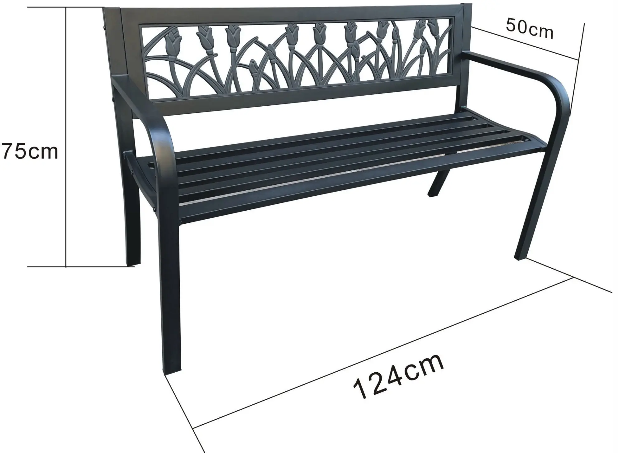 Banca Akord Lissa 124cm (Black) - 4