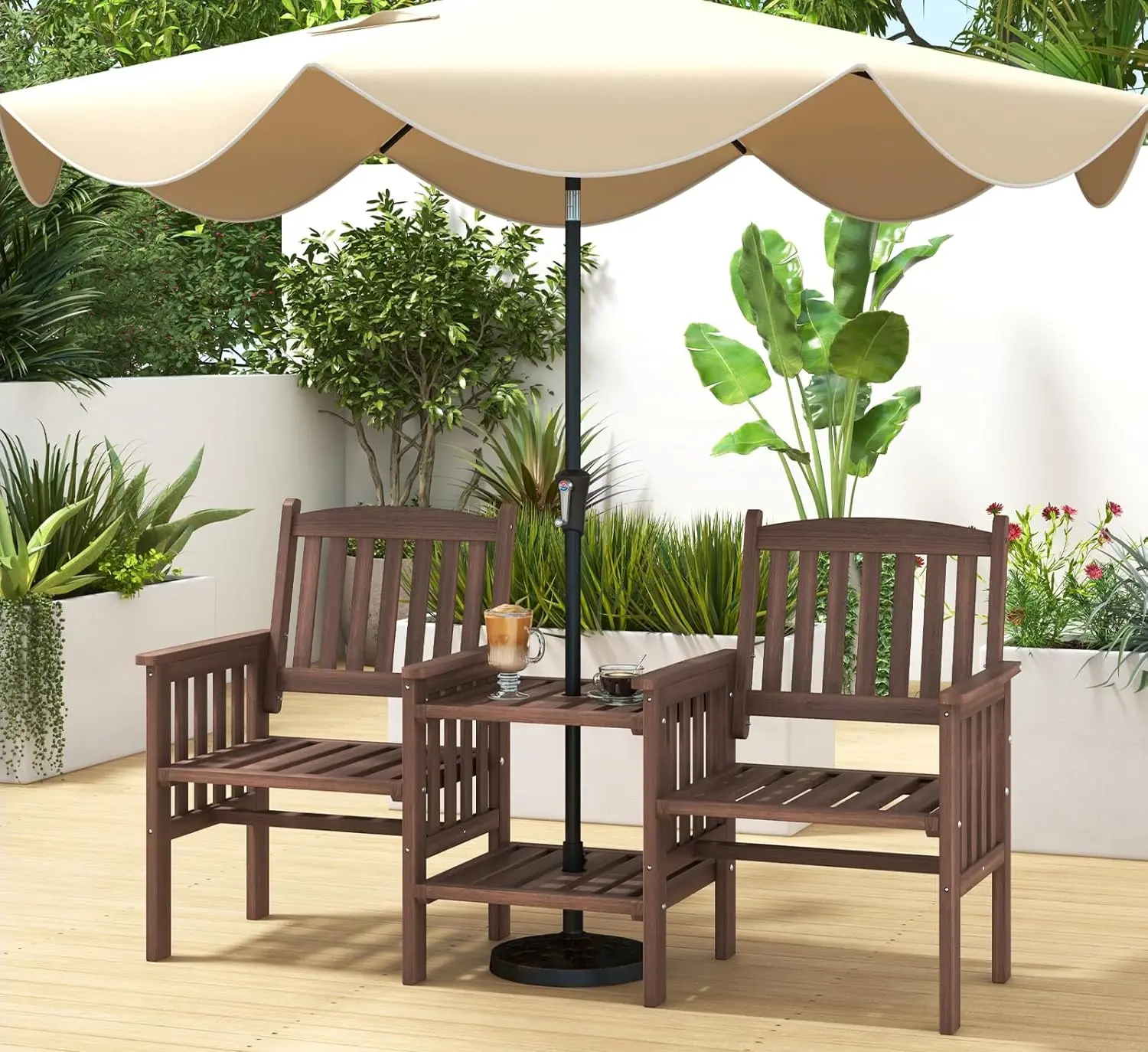 Скамейка Costway GT4242CF (Brown) - 4