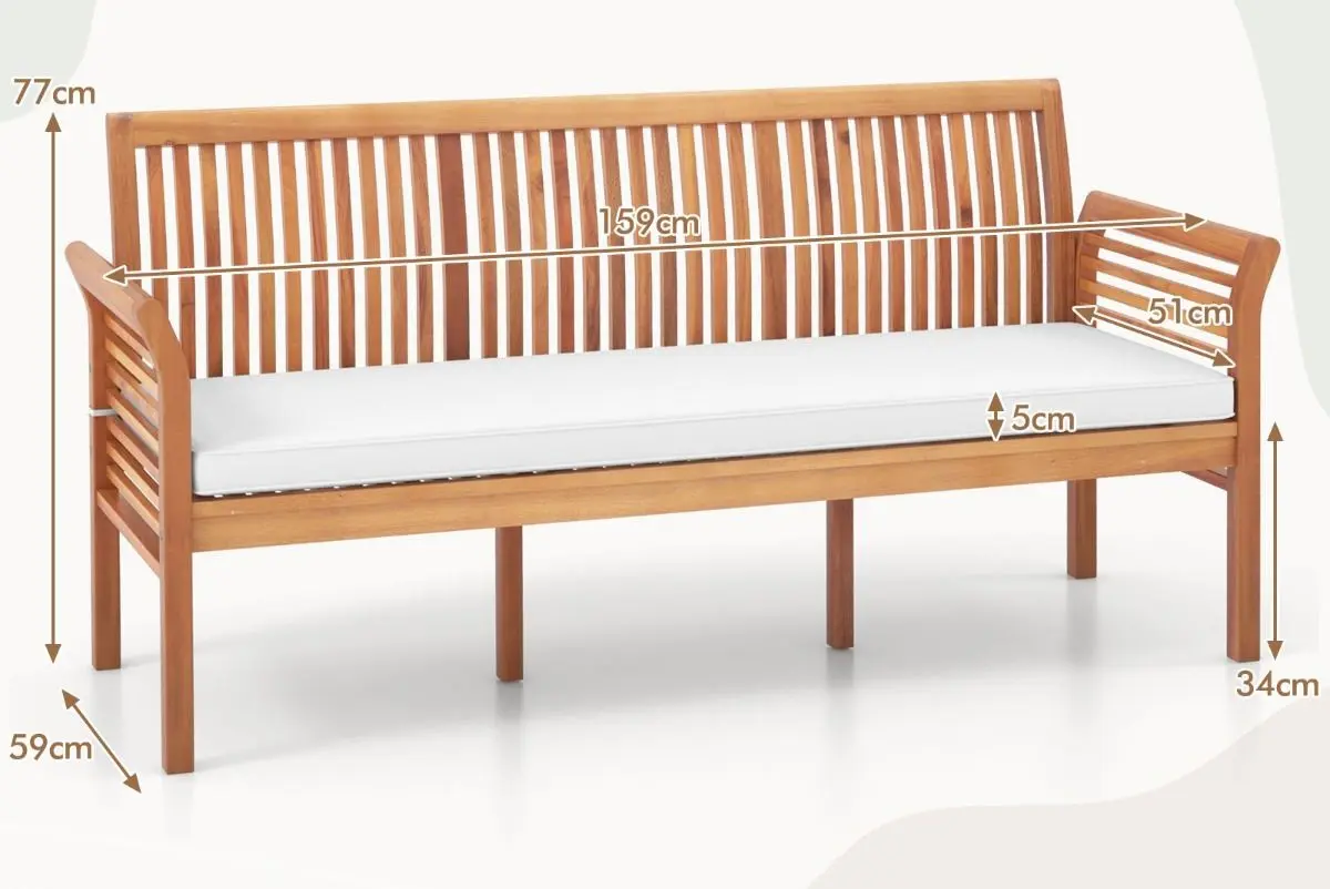 Скамейка Costway HW72333WH (Natural/White)