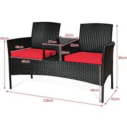 Banca cu masuta Costway HW63234RE (Black/Red) Thumb