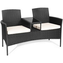 Banca cu masuta Costway HW63234WH (Black/White)