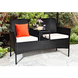 Скамья со столиком Costway HW63234WH (Black/White) Thumb