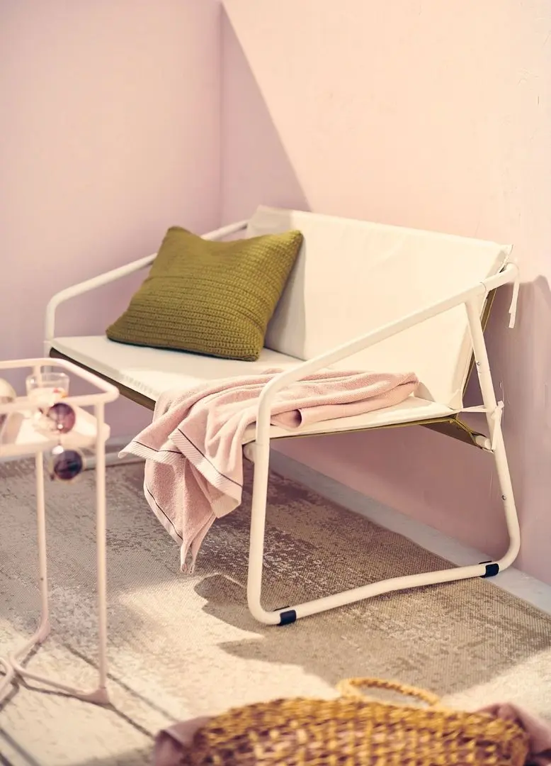 Диван садовый Ikea Ingmarso 2-местный 118x69x69 (Бело-зеленый/Бежевый) - 11