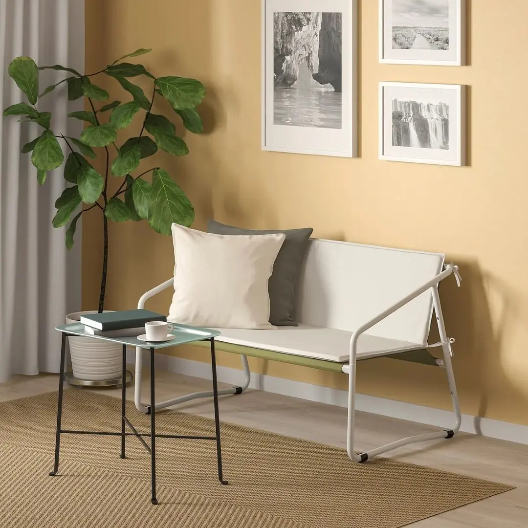 Диван садовый Ikea Ingmarso 2-местный 118x69x69 (Бело-зеленый/Бежевый) - 3