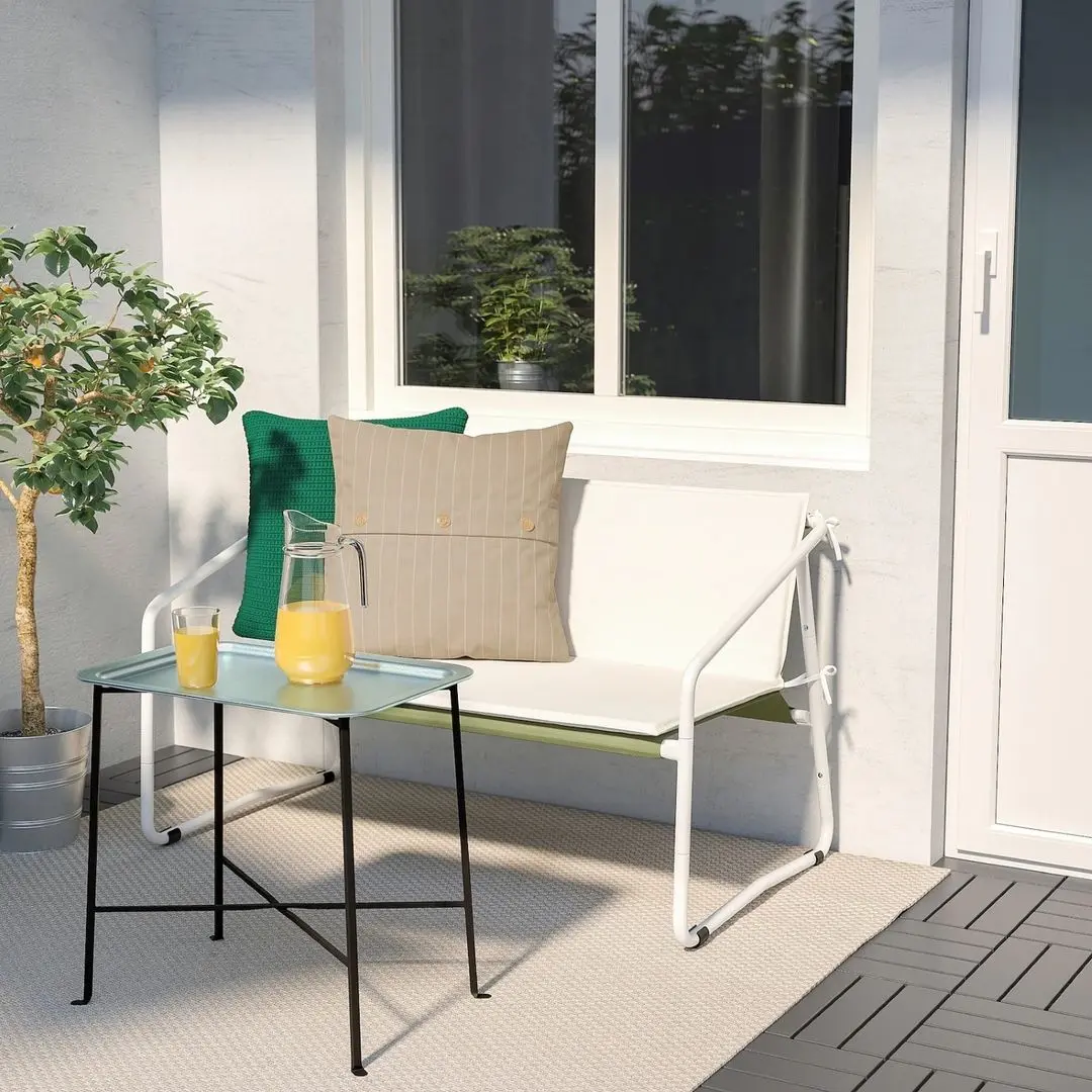 Диван садовый Ikea Ingmarso 2-местный 118x69x69 (Бело-зеленый/Бежевый) - 4
