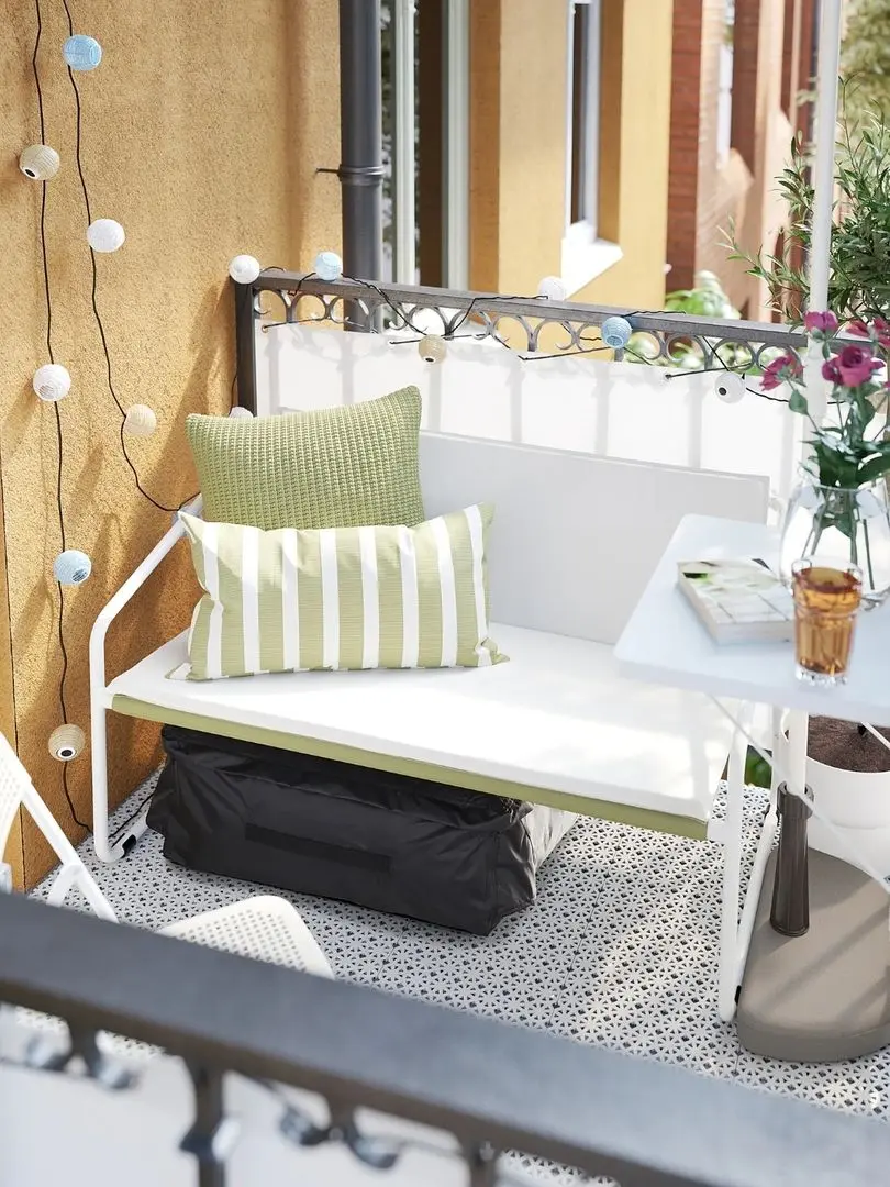 Диван садовый Ikea Ingmarso 2-местный 118x69x69 (Бело-зеленый/Бежевый) - 7