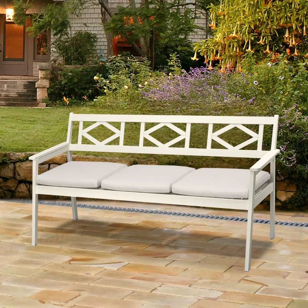 Banca Ikea Bondholmen/Froson/Duvholmen cu spatar (Alb-Bej)