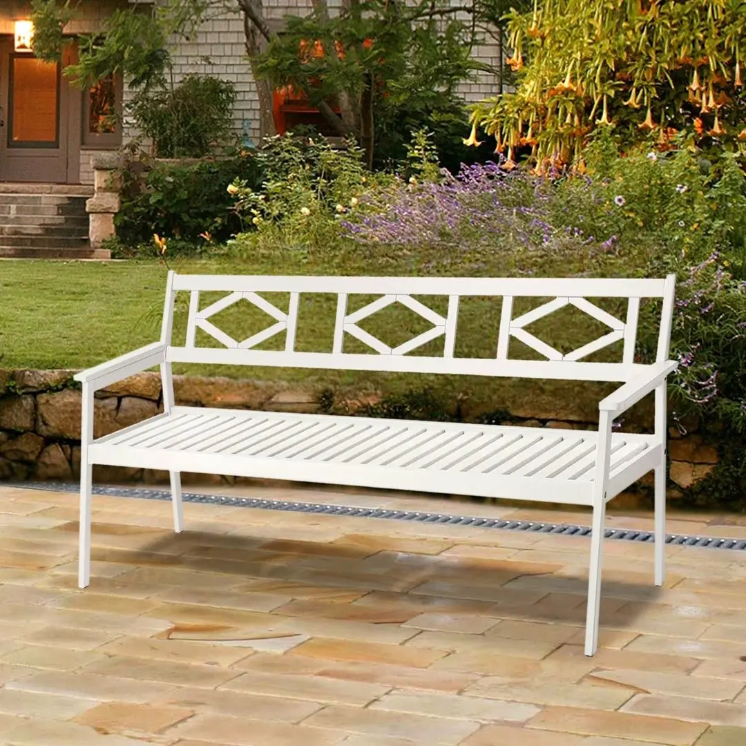 Banca Ikea Bondholmen cu spatar (Alb/Bej)