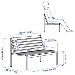 Banca Ikea Jolpen 2 locuri 100x59x67 (Alb/Gri) Thumb