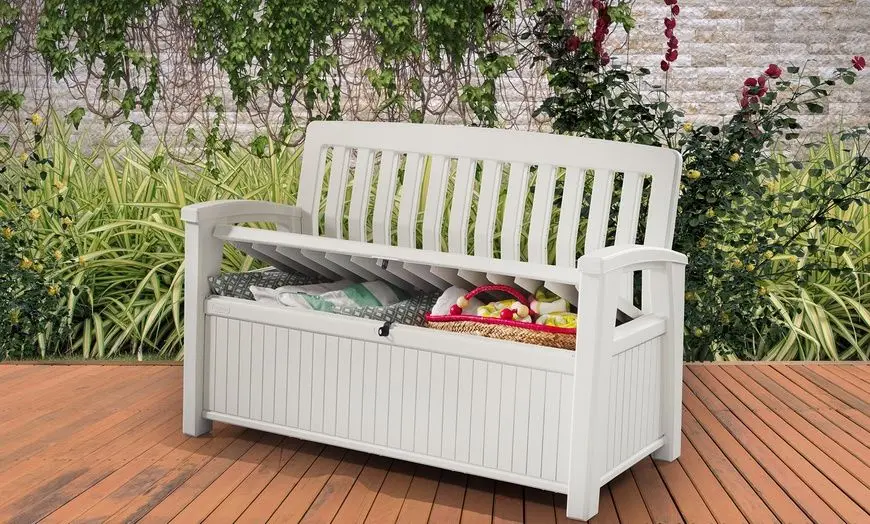 Banca-cufar Keter Patio Bench (White)