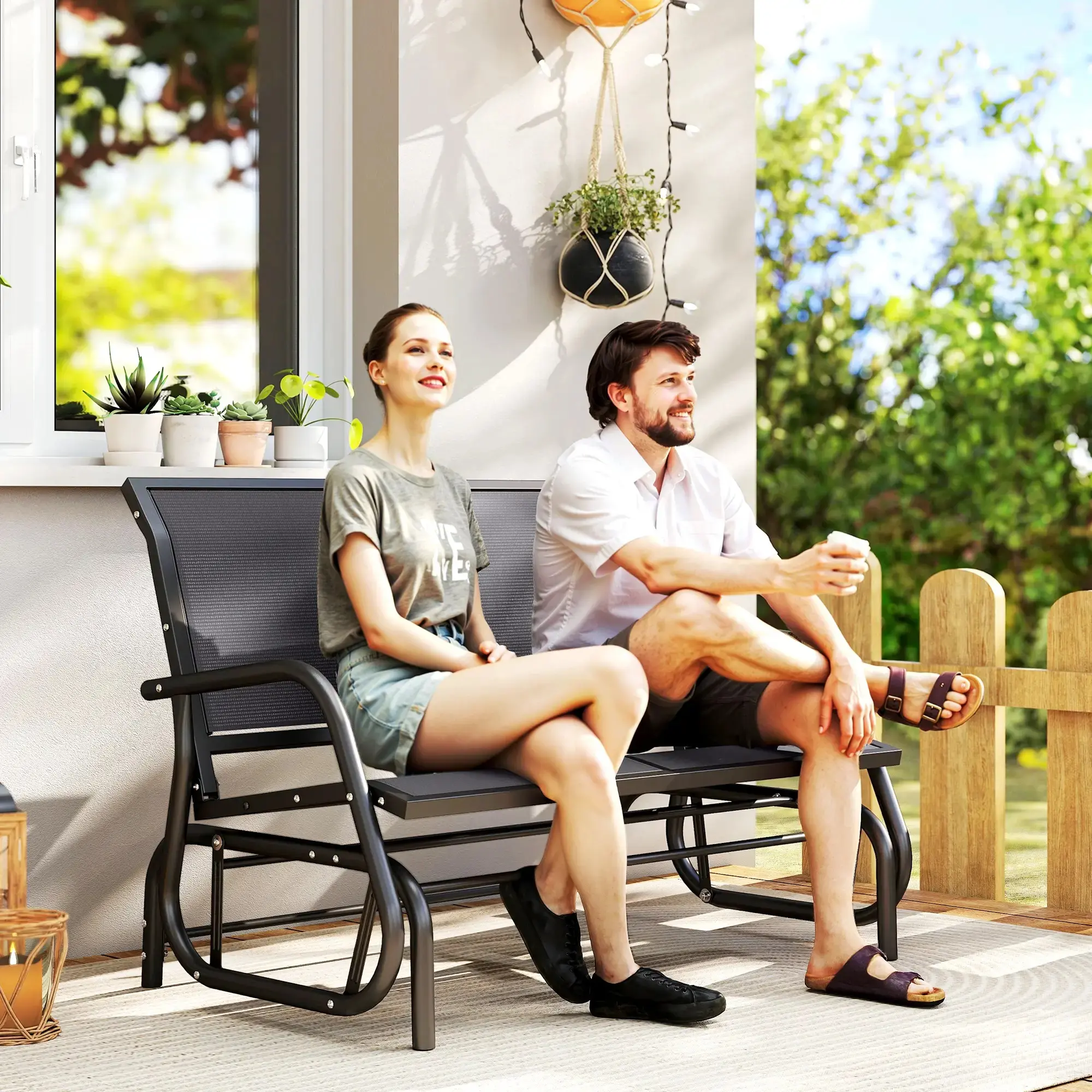 Banca de gradina tip leagan Outsunny 84A-076GY (Grey) - 6