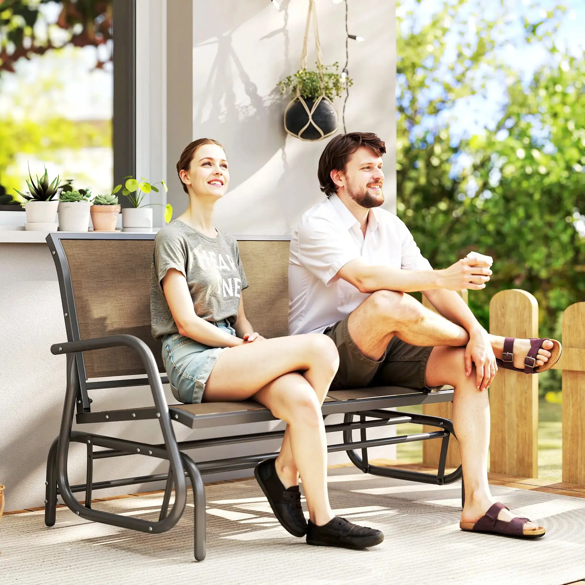 Садовая скамейка-качалка Outsunny 84A-076V00LN (Brown) - 6