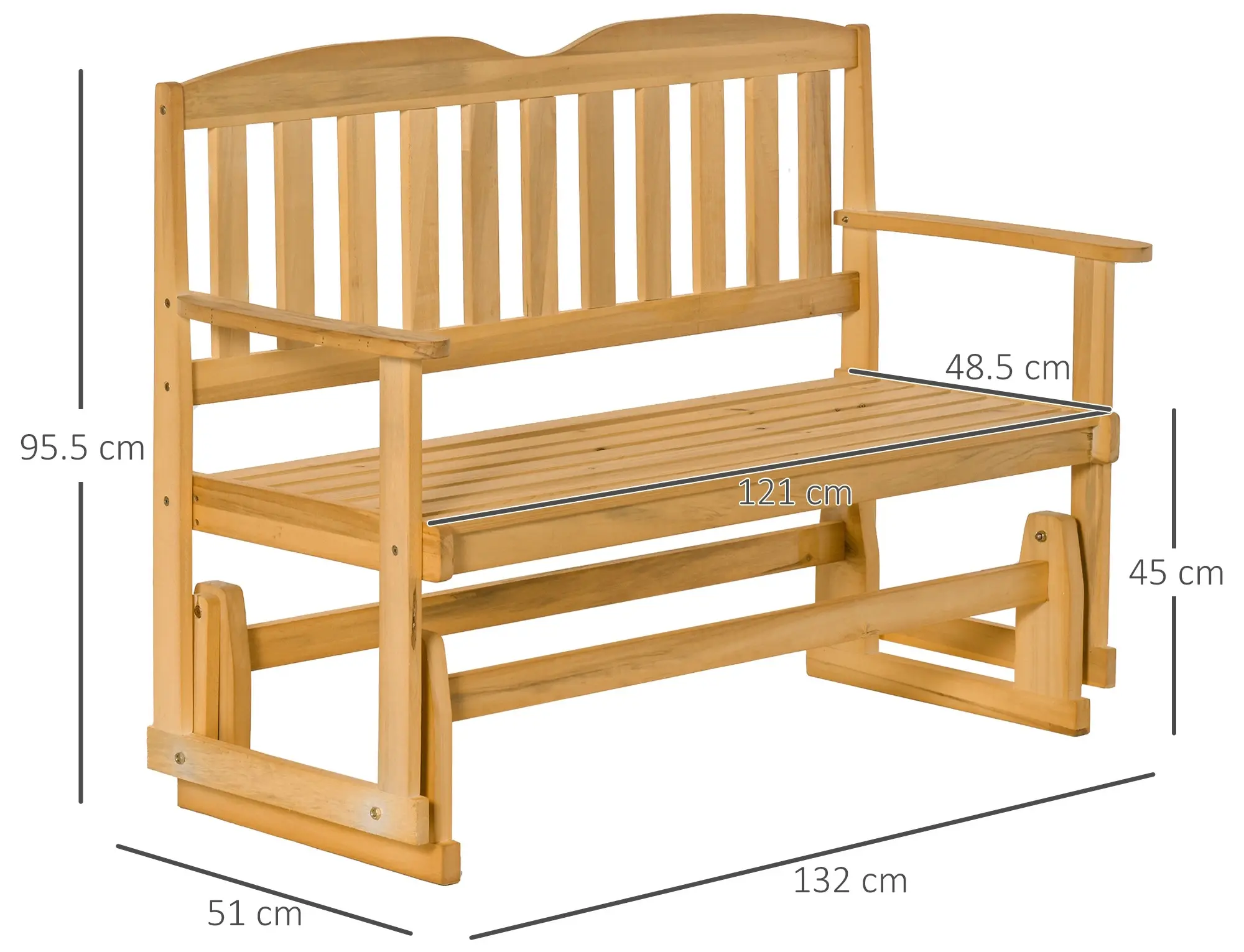 Садовая скамейка-качалка Outsunny 84B-529 (Natural) - 4