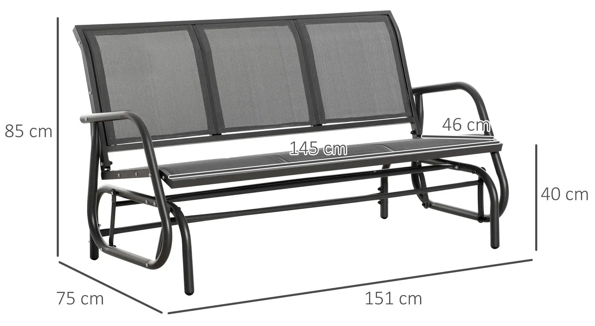 Banca-balansoar de gradina Outsunny 84B-531GY (Grey) - 4