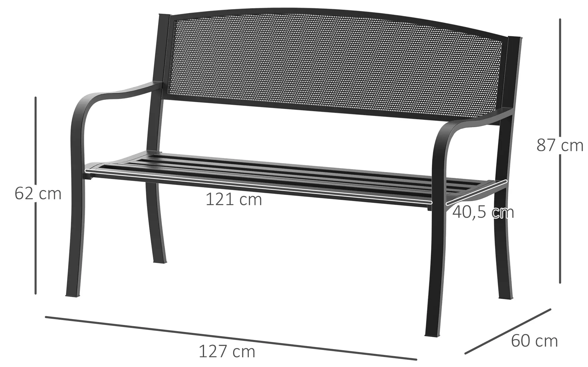 Садовая скамейка Outsunny 84B-182BK (Black) - 7