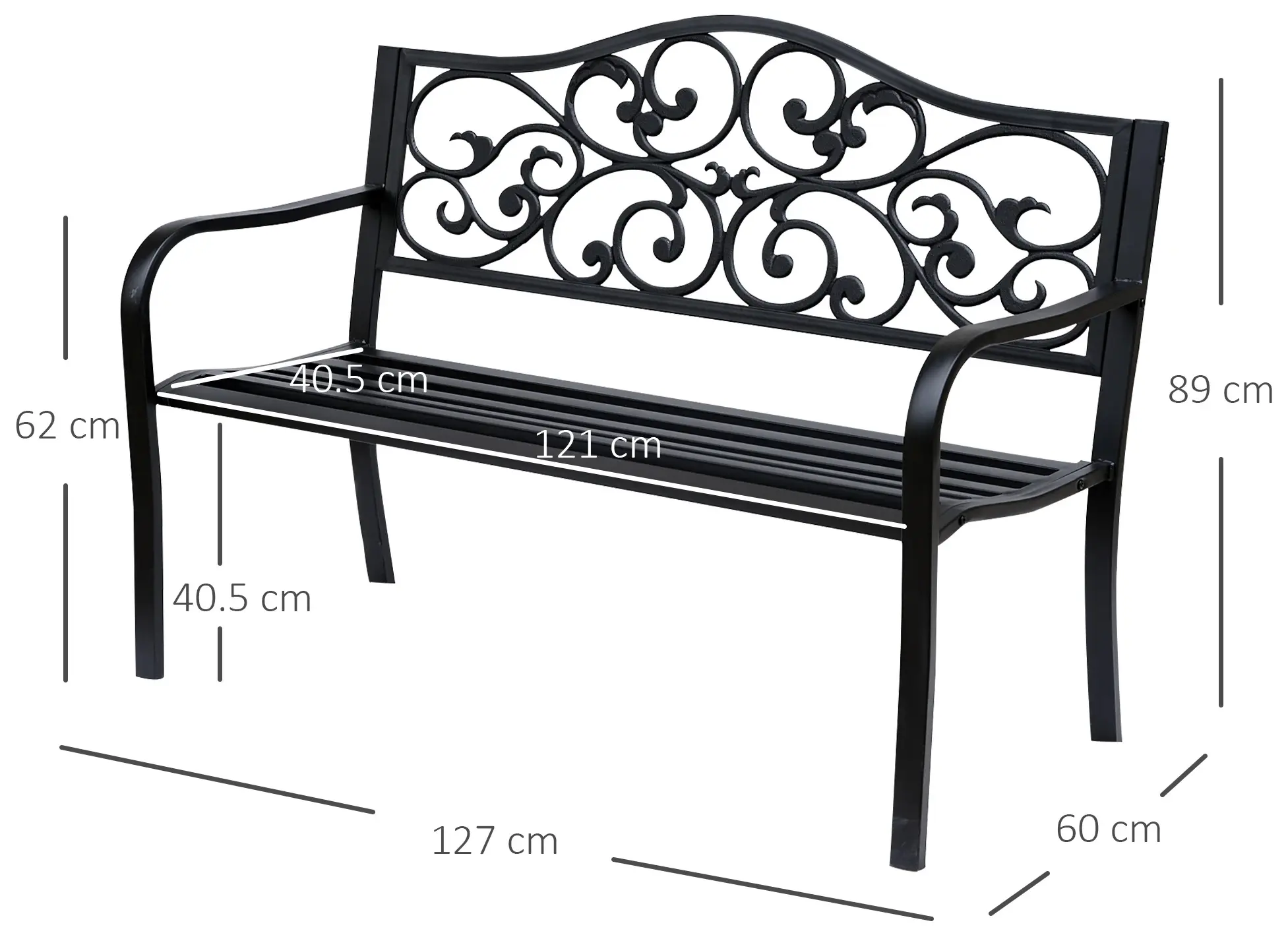 Садовая скамейка Outsunny 84B-187BK (Black) - 7